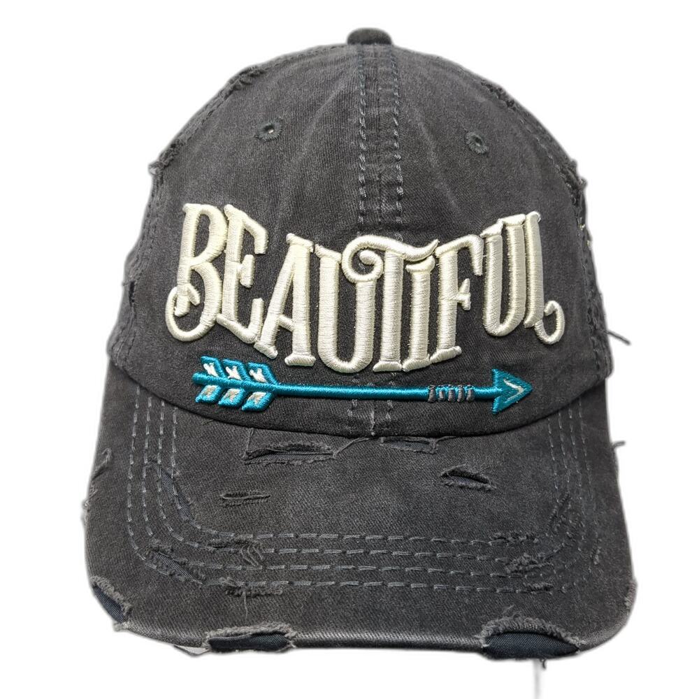 Beautiful Arrow Strapback Baseball Cap Gray One Size Distressed 4350 District